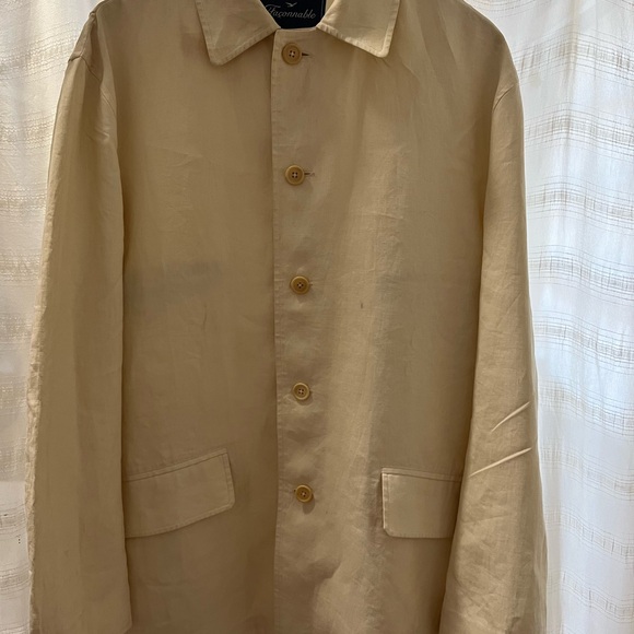 Linen jacket , cream colored, polyurethane coated, designed in France,  men’s m - Picture 6 of 11